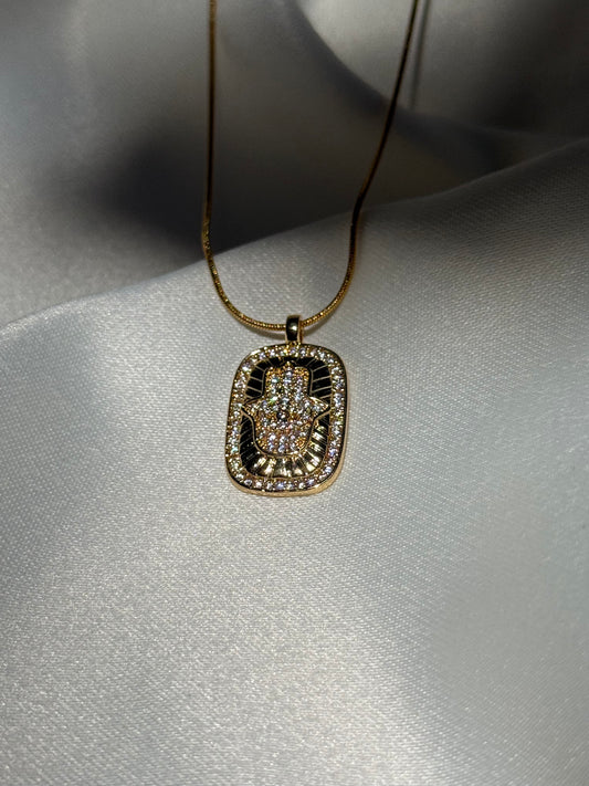 Zirkon Taşlı Hamsa Koruyucu Kolye